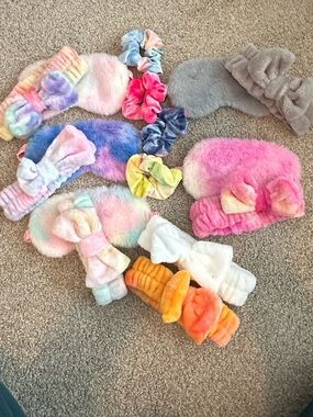 Plush Bow Headbands & Eyemasks for Kids - Multicolor
